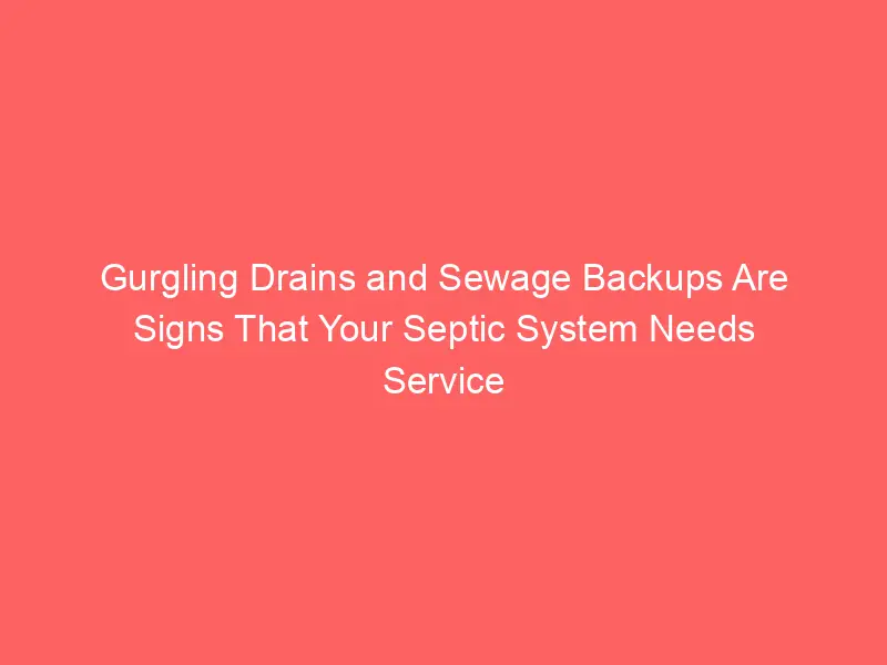 Gurgling Drains and Sewage Backups Are Signs That Your Septic System Needs Service