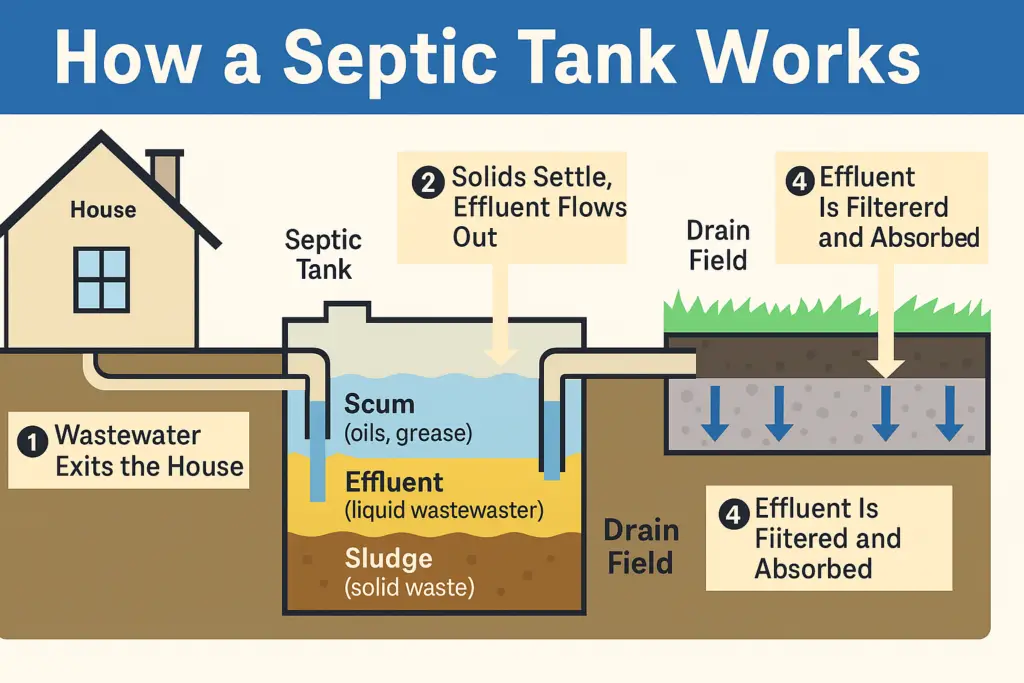 How Does a Septic Tank Work infographic